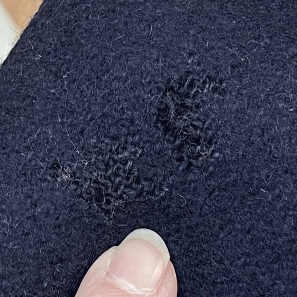 Vtg The Equestrian Jacket Womens Wool Leather Navy Barn Chore Coat Moth Holes XS - Picture 9 of 12